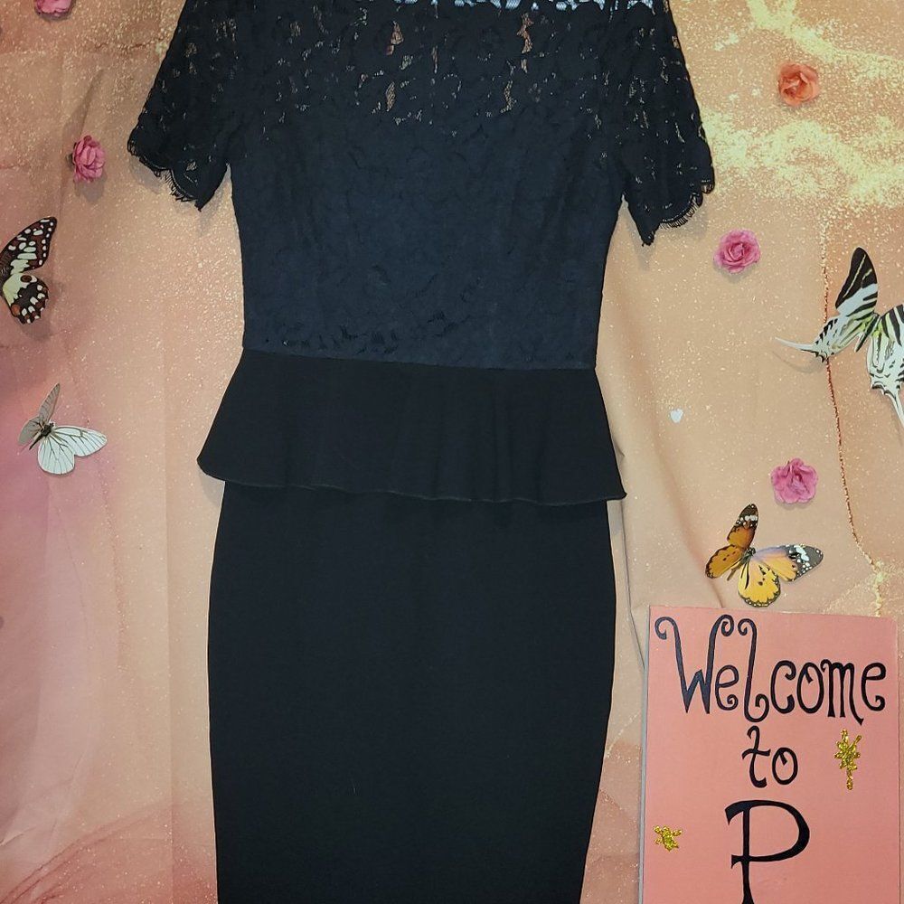 JILL STUART BLACK LACE TOP STRETCH